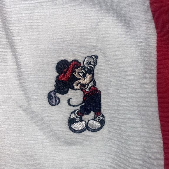 Cutter & Buck Men’s L Mickey Mouse Embroidered White Red Striped Polo - Picture 2 of 10